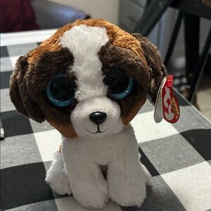 Ty Beanie Boos Brown and White Plush st. Bernard. “Duke”